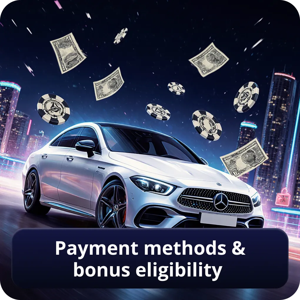 Payment methods for casino welcome bonus claims