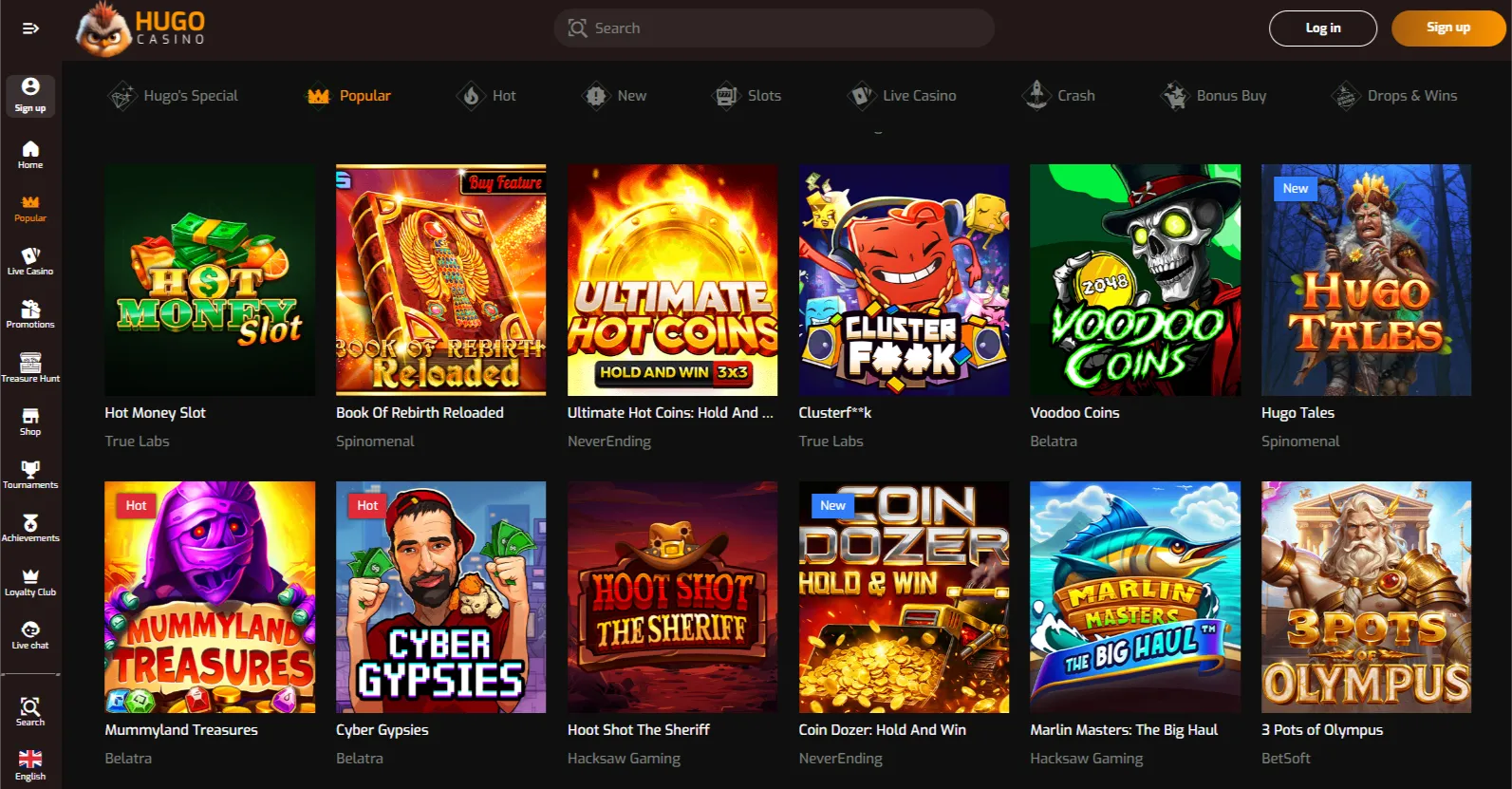 Games & software at no verification casino UK